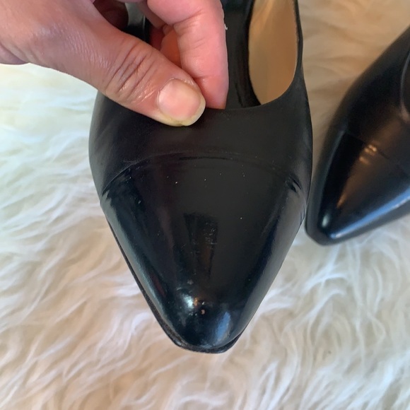 EVAN Picone Black Patent Feather Construction Pointed toe Pump Size 10 - Picture 10 of 15